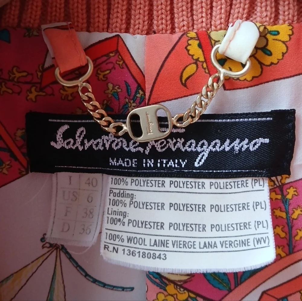 Salvatore Ferragamo Quilted Vest Peach Orange Women's 6 - Picture 6 of 8